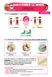 La croissance corporelle - Cours, Leçon - Apis & ses amis : Primaire 2 - PDF à imprimer