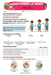 La croissance corporelle - Exercices - Apis & ses amis : Primaire 2 - PDF à imprimer