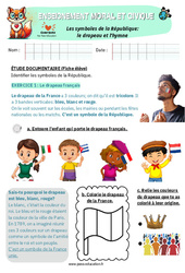 Les symboles de la République- Fiches le drapeau et l’hymne - Exercices - EMC : Primaire 1 - PDF à imprimer