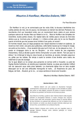 Meurtre à Honfleur, Martine Delerm, 1997 - Littérature : Secondaire 2 - PDF à imprimer