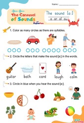 Le son [a:] a ar al au - Phonologie anglaise - Carousel of Sounds - Vidéo interactive + Fiche : Maternelle 2, [Primaire] - PDF à imprimer