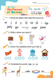 /j/ j g ge dge - Carousel of Sounds - Vidéo interactive + Fiche : Maternelle 2, [Primaire]