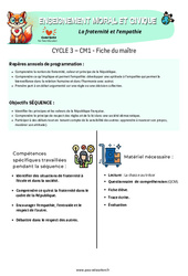 La fraternité et l’empathie - Fiche de préparation - EMC : Primaire 4 - PDF à imprimer