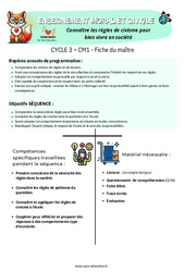 Connaître les règles de civisme pour bien vivre en société - Séquence - Fiche de préparation - EMC : Primaire 4 - PDF à imprimer