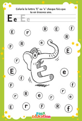 Lettre E - Discrimination visuelle : Maternelle 1, 2 - PDF à imprimer
