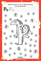 Lettre P - Discrimination visuelle : Maternelle 1, 2 - PDF à imprimer