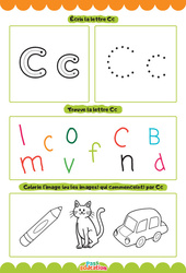 Lettre C - Apprendre à écrire les lettres -  Maternelle : Maternelle 1, 2 - PDF à imprimer