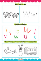 Lettre W - Apprendre à écrire les lettres -  Maternelle : Maternelle 1, 2 - PDF à imprimer