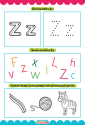 Lettre Z - Apprendre à écrire les lettres -  Maternelle : Maternelle 1, 2 - PDF à imprimer