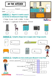 In the kitchen - Exercices - Apprends l’anglais avec Kelly and James : Maternelle 2, [Primaire] - PDF à imprimer