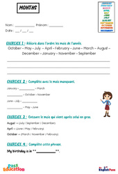 Months - Vocabulaire - Exercices - Apprends l’anglais avec Kelly and James : Maternelle 2, [Primaire] - PDF à imprimer