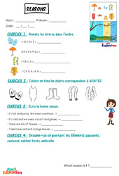 Seasons - Vocabulaire - Exercices - Apprends l’anglais avec Kelly and James : Maternelle 2, [Primaire] - PDF à imprimer