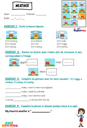 Weather - Exercices - Apprends l’anglais avec Kelly and James : Maternelle 2, [Primaire] - PDF à imprimer