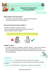 Respecter les équipements et les biens publics - Cours, Leçon - EMC : Primaire 1 - PDF à imprimer