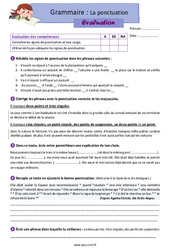 La ponctuation - Examen Evaluation avec les corrigés : Primaire 5 - PDF à imprimer
