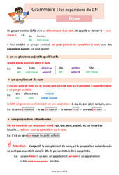 Les expansions du groupe nominal (GN) - Cours, Leçon : Primaire 5 - PDF à imprimer