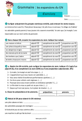 Les expansions du groupe nominal (GN) - Exercices avec les corrigés : Primaire 5 - PDF à imprimer