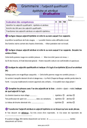 L’adjectif qualificatif - Fiches épithète et attribut - Examen Evaluation avec les corrigés : Primaire 5 - PDF à imprimer