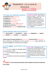 Lire un article du dictionnaire - Cours, Leçon : Primaire 5 - PDF à imprimer