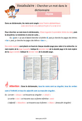 Chercher un mot dans le dictionnaire - Cours, Leçon : Primaire 5 - PDF à imprimer