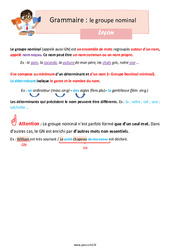 Le groupe nominal - Cours, Leçon : Primaire 5 - PDF à imprimer