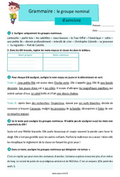 Le groupe nominal - Exercices avec les corrigés : Primaire 5 - PDF à imprimer