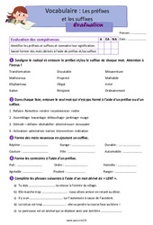 Les préfixes et les suffixes - Examen Evaluation avec la correction : Primaire 5 - PDF à imprimer