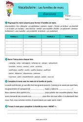 Les familles de mots - Exercices avec les corrections : Primaire 5 - PDF à imprimer