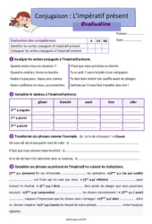 L’impératif présent - Examen Evaluation avec la correction : Primaire 5 - PDF à imprimer