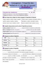 Imparfait des verbes en - ir, - oir et - dre (3e groupe) - Examen Evaluation avec les corrections : Primaire 2 - PDF à imprimer