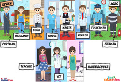 Jobs - Vocabulaire - Cours, Leçon/Flashcard - Apprends l’anglais avec Kelly and James - À essayer gratuitement : Maternelle 2, [Primaire] - PDF à imprimer