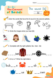 Le son [bl] bl - Phonologie anglaise - Carousel of Sounds - Vidéo interactive + Fiche : Maternelle 2, [Primaire] - PDF à imprimer