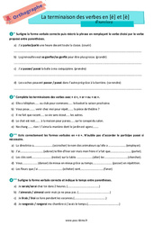 La fin des verbes en [é] et [è] - Exercices avec les corrections : Primaire 6 - PDF à imprimer