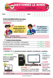 L’ordinateur - Architecture d’un dispositif numérique - Exercices - Apis & ses amis : Primaire 1 - PDF à imprimer