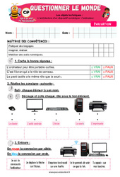 L’ordinateur - Architecture d’un dispositif numérique - Examen Evaluation - Apis & ses amis : Primaire 1 - PDF à imprimer