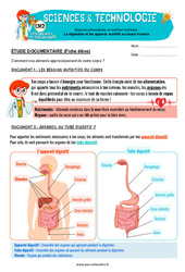 La digestion et les apports nutritifs au corps humain - Exercices - Edith Eprouvette : Primaire 5 - PDF à imprimer
