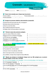 Les pronoms (1) - Exercices avec les corrigés : Secondaire 1 - PDF à imprimer