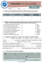 Les mots invariables - Grammaire - Je me prépare au Brevet : Secondaire 3 - PDF à imprimer