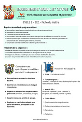 Vivre ensemble avec empathie et fraternité - Séquence - Fiche de préparation - EMC : Primaire 2 - PDF à imprimer