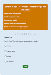 Identifier le sujet dans une phrase - Fiches  - Exercice en ligne : Primaire 6