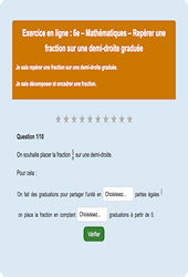 Repérer une fraction sur une demi - droite graduée - Fiches  - Exercice en ligne : Primaire 6