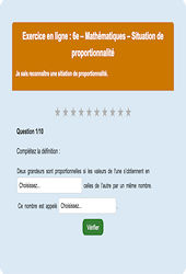 Situation de proportionnalité - Fiches Exercice en ligne  - Fiches Mathématiques - Organisation et gestion des données : Primaire 6