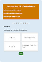 Le verbe - Fiches Exercice en ligne  - Fiches Français - Grammaire : Primaire 4