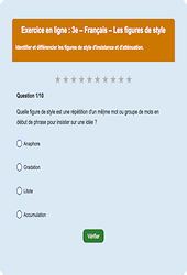 Les figures de style - Fiches  - Exercice en ligne : Secondaire 3