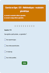 Le vocabulaire géométrique - Fiches  - Exercice en ligne : Primaire 2