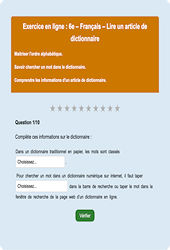 Lire un article du dictionnaire - Fiches  - Exercice en ligne : Primaire 6