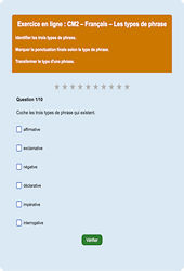Les types de phrase - Fiches  - Exercice en ligne : Primaire 5