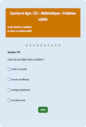 Problèmes additifs - Fiches Exercice en ligne  - Fiches Mathématiques - Calculs : Primaire 2