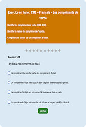 Les compléments de verbe - Fiches Exercice en ligne  - Fiches Français - Grammaire : Primaire 5
