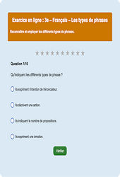 Les types de phrases - Fiches  - Exercice en ligne : Secondaire 3